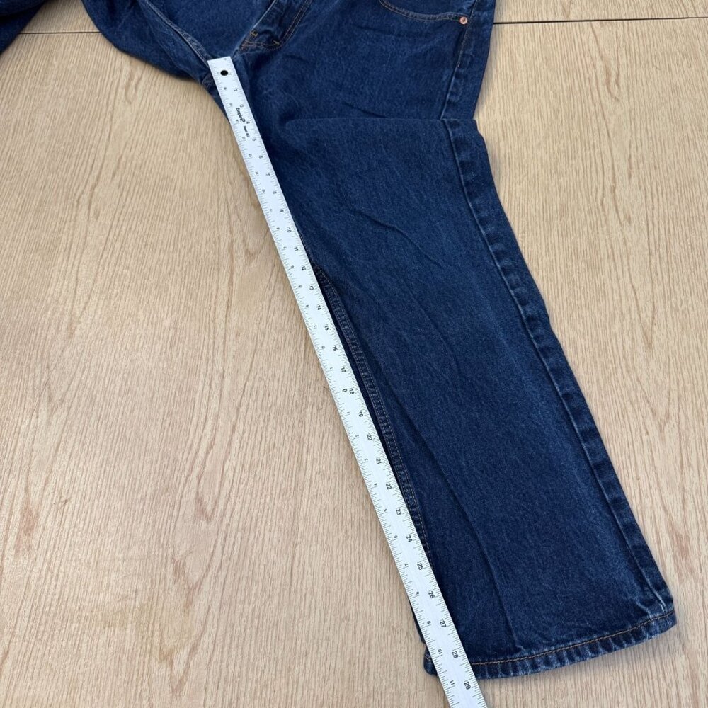 Levis 505 Straight Leg Dark Wash Denim Jeans Medium Blue 38x30 - Picture 9 of 14